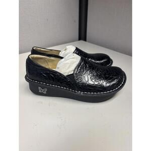 Alegria Women's Debra Black Embossed Leather Slip Resistant Size 35
